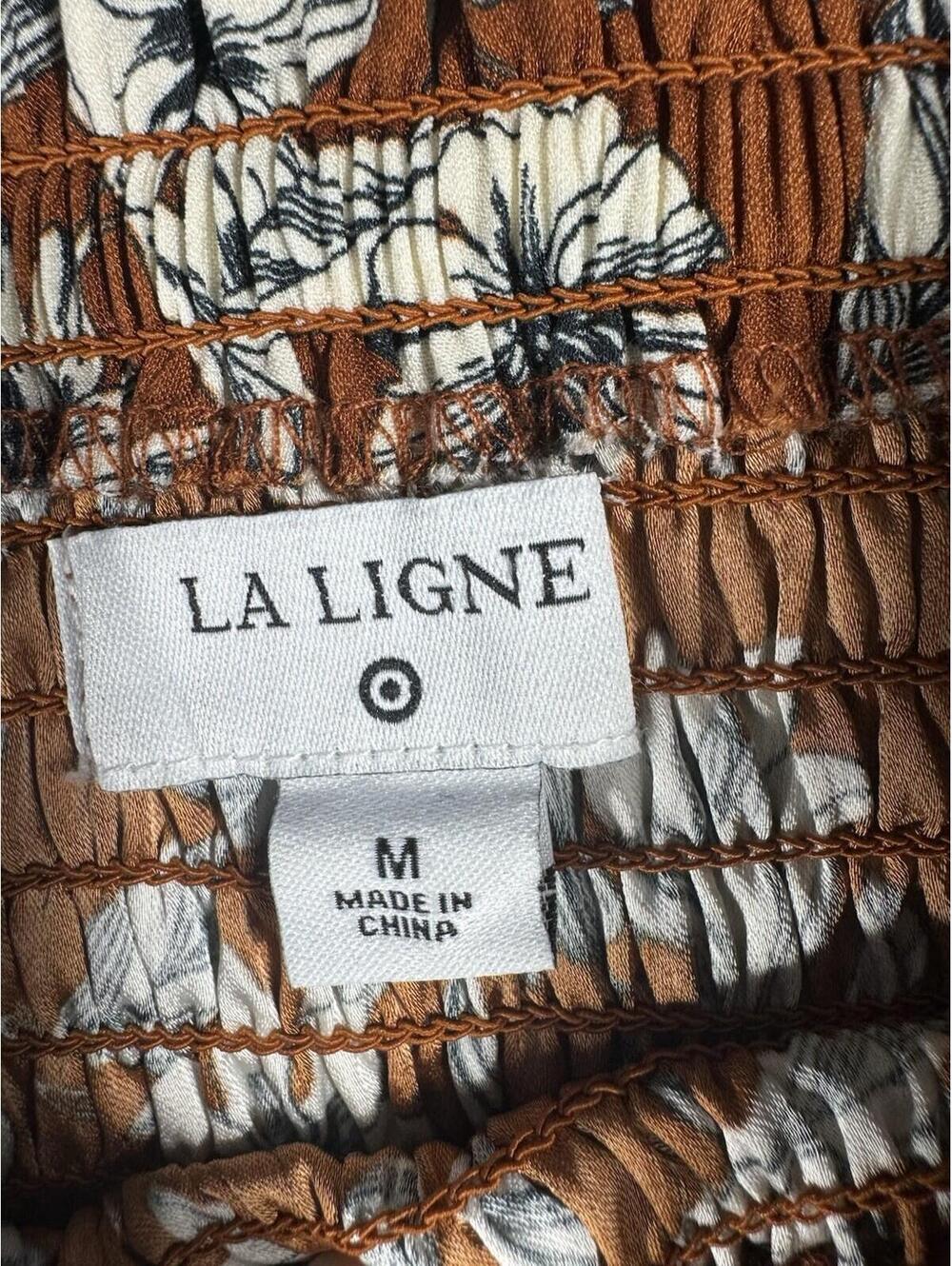 La Ligne Cottagecore Floral Maxi Dress Size M Rust Long Sleeve Boho - Picture 3 of 9